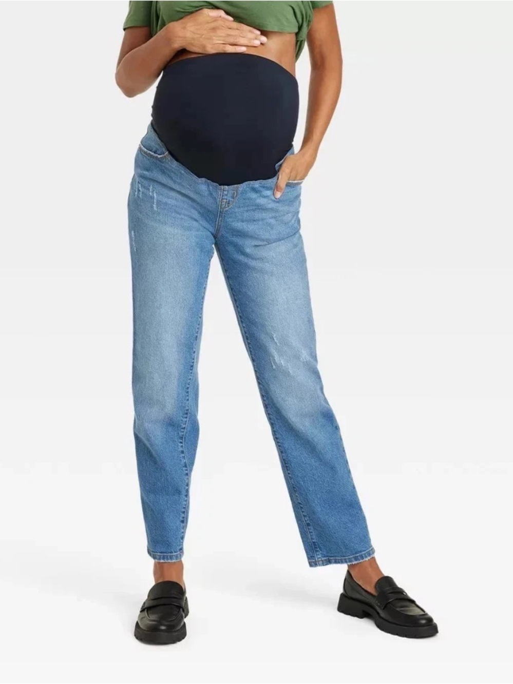 Ingrid + Isabel 90s Straight Maternity Jean Size 8 Light Wash